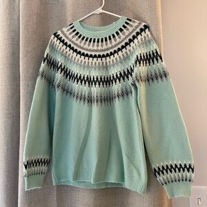 LOFT Mint and Black Patterned Women's Sweater